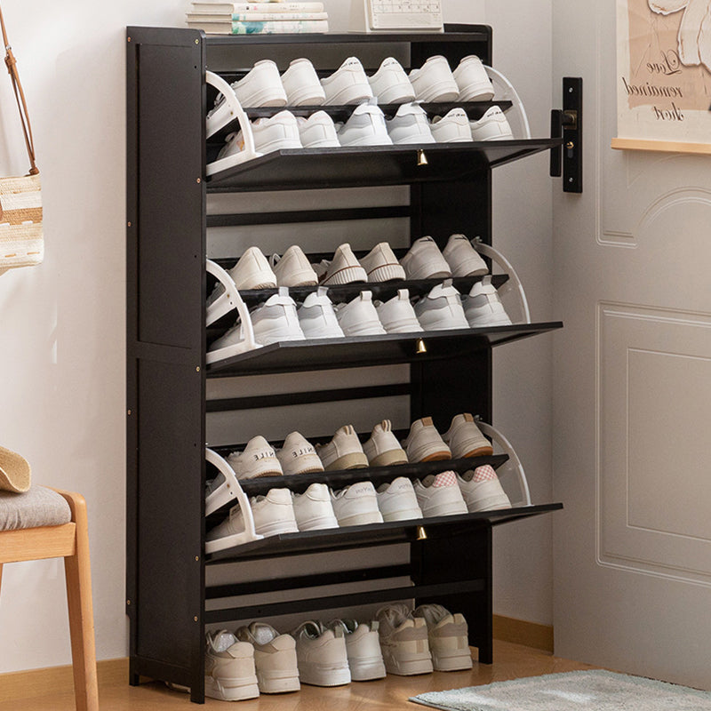 Modern Minimalist Rectangular Large Capacity Nan Bamboo MDF Shoe Storage 2/3-Cabinet For Entryways