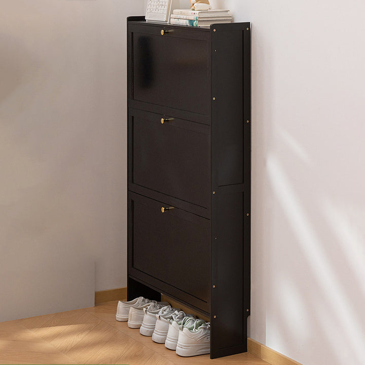 Modern Minimalist Rectangular Large Capacity Nan Bamboo MDF Shoe Storage 2/3-Cabinet For Entryways