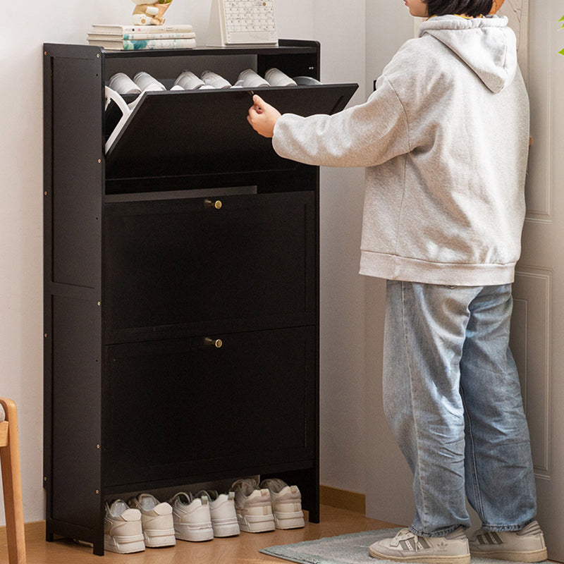 Modern Minimalist Rectangular Large Capacity Nan Bamboo MDF Shoe Storage 2/3-Cabinet For Entryways