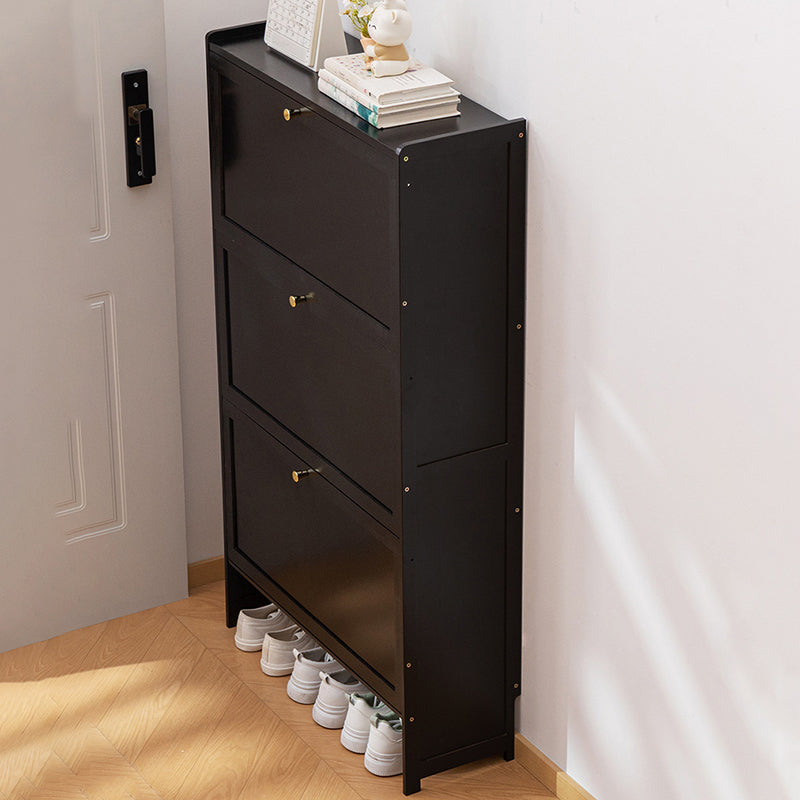 Modern Minimalist Rectangular Large Capacity Nan Bamboo MDF Shoe Storage 2/3-Cabinet For Entryways