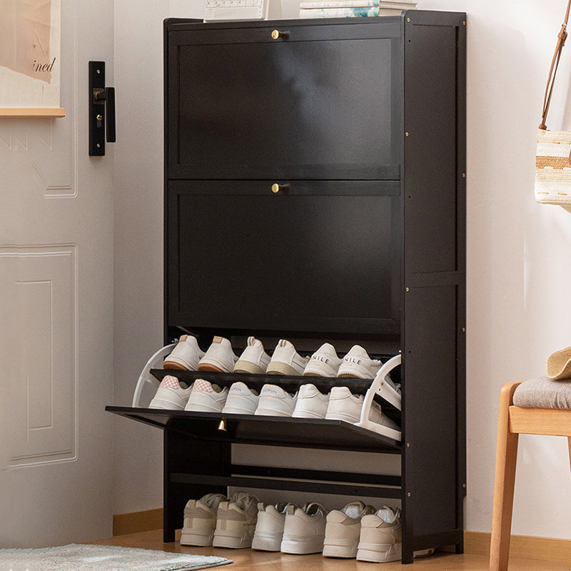 Modern Minimalist Rectangular Large Capacity Nan Bamboo MDF Shoe Storage 2/3-Cabinet For Entryways