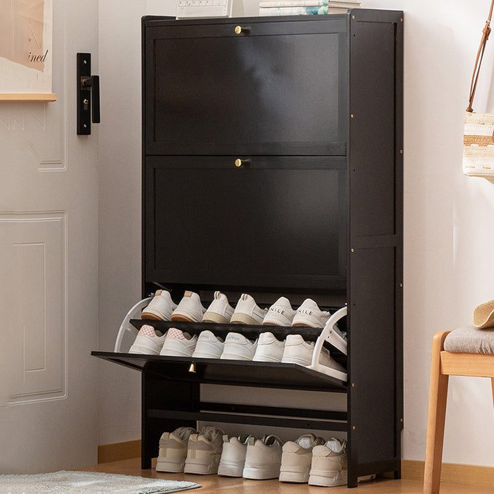Modern Minimalist Rectangular Large Capacity Nan Bamboo MDF Shoe Storage 2/3-Cabinet For Entryways