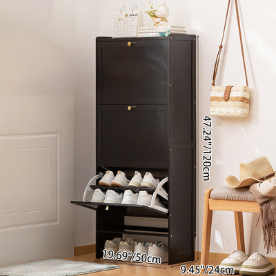 Modern Minimalist Rectangular Large Capacity Nan Bamboo Composite Panel Shoe Storage 2/3-Cabinet For Entryways