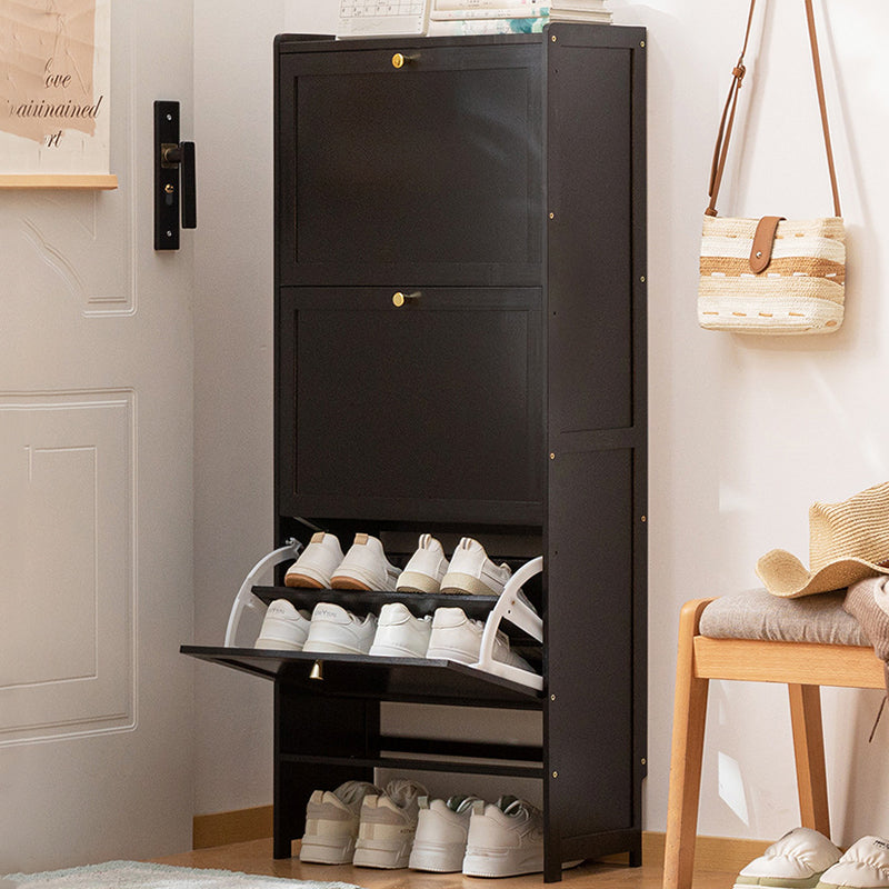 Modern Minimalist Rectangular Large Capacity Nan Bamboo MDF Shoe Storage 2/3-Cabinet For Entryways