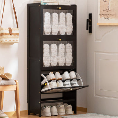 Modern Minimalist Rectangular Large Capacity Nan Bamboo Composite Panel Shoe Storage 2/3-Cabinet For Entryways