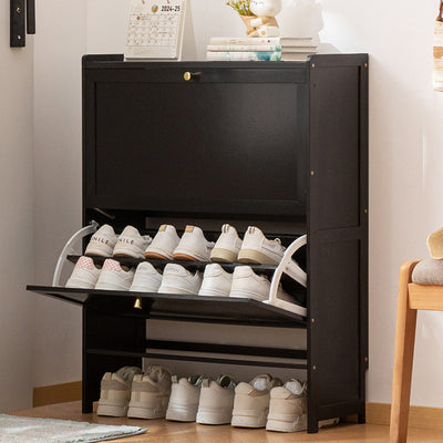 Modern Minimalist Rectangular Large Capacity Nan Bamboo Composite Panel Shoe Storage 2/3-Cabinet For Entryways