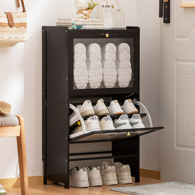 Modern Minimalist Rectangular Large Capacity Nan Bamboo Composite Panel Shoe Storage 2/3-Cabinet For Entryways