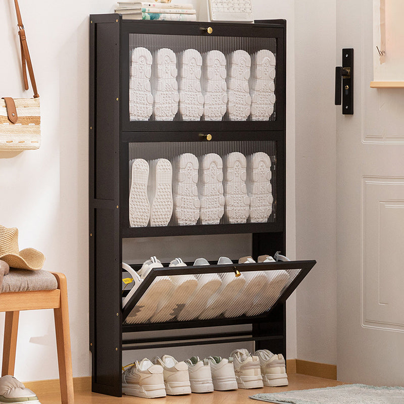 Modern Minimalist Rectangular Large Capacity Nan Bamboo MDF Shoe Storage 2/3-Cabinet For Entryways