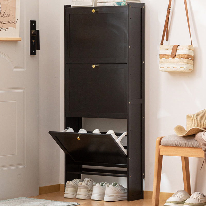 Modern Minimalist Rectangular Large Capacity Nan Bamboo MDF Shoe Storage 2/3-Cabinet For Entryways