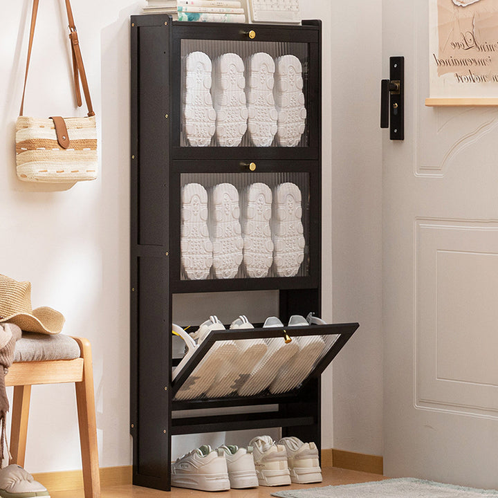 Modern Minimalist Rectangular Large Capacity Nan Bamboo MDF Shoe Storage 2/3-Cabinet For Entryways