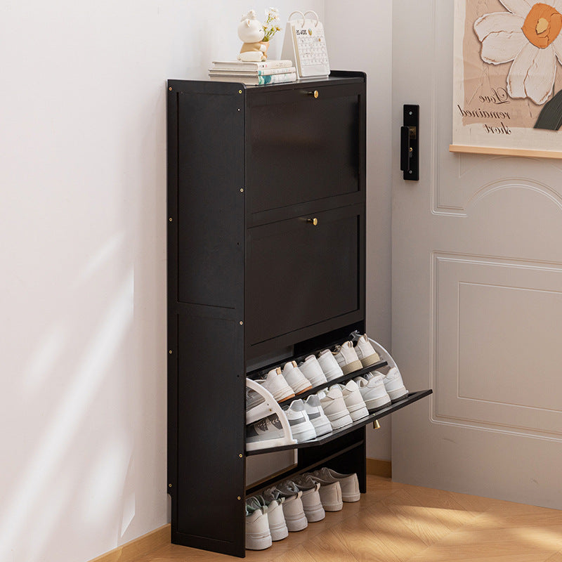 Modern Minimalist Rectangular Large Capacity Nan Bamboo MDF Shoe Storage 2/3-Cabinet For Entryways