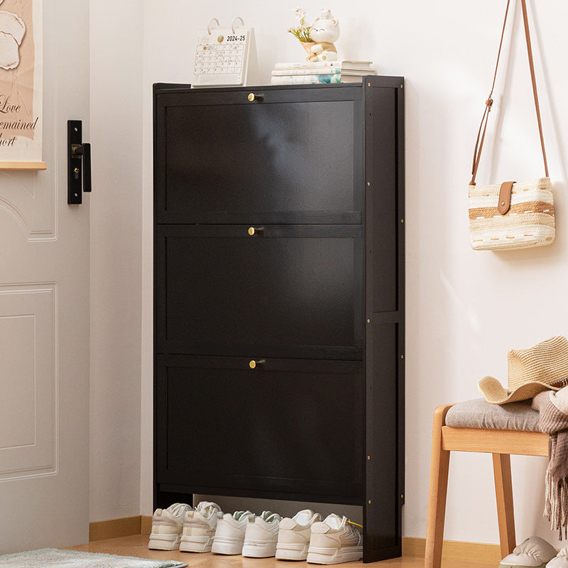 Modern Minimalist Rectangular Large Capacity Nan Bamboo MDF Shoe Storage 2/3-Cabinet For Entryways
