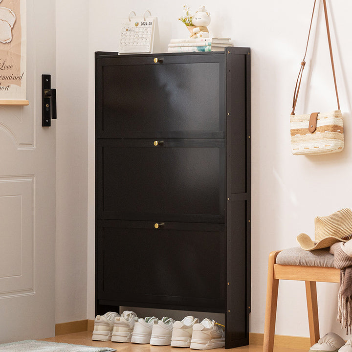 Modern Minimalist Rectangular Large Capacity Nan Bamboo MDF Shoe Storage 2/3-Cabinet For Entryways