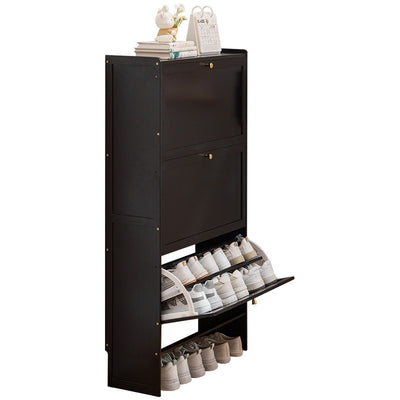 Modern Minimalist Rectangular Large Capacity Nan Bamboo Composite Panel Shoe Storage 2/3-Cabinet For Entryways