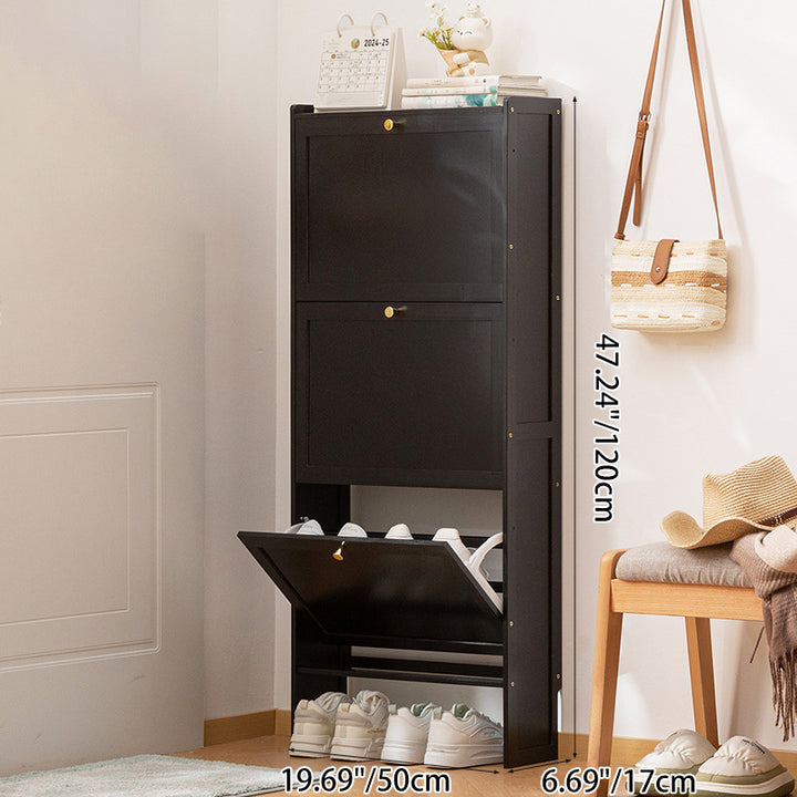 Modern Minimalist Rectangular Large Capacity Nan Bamboo MDF Shoe Storage 2/3-Cabinet For Entryways