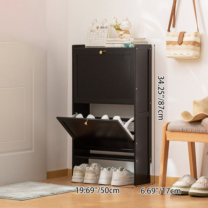 Modern Minimalist Rectangular Large Capacity Nan Bamboo MDF Shoe Storage 2/3-Cabinet For Entryways