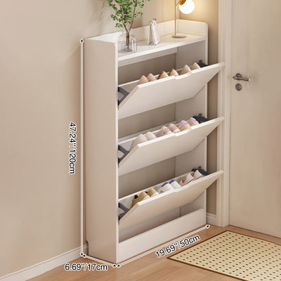 Modern Minimalist Ultra-Thin Rectangular Solid Wood Core Panel Shoe Storage 2/3-Cabinet For Entryways
