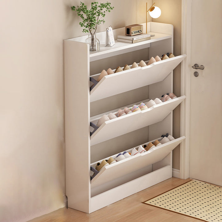 Moderner minimalistischer ultradünner rechteckiger Schuhschrank aus umweltfreundlichem Holzwerkstoff mit 2/3 Fächern für den Eingangsbereich 