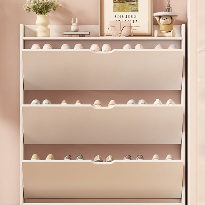 Moderner minimalistischer ultradünner rechteckiger Schuhschrank aus umweltfreundlichem Holzwerkstoff mit 2/3 Fächern für den Eingangsbereich 