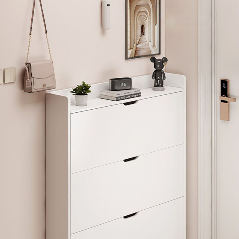 Modern Minimalist Ultra-Thin Rectangular Solid Wood Core Panel Shoe Storage 2/3-Cabinet For Entryways