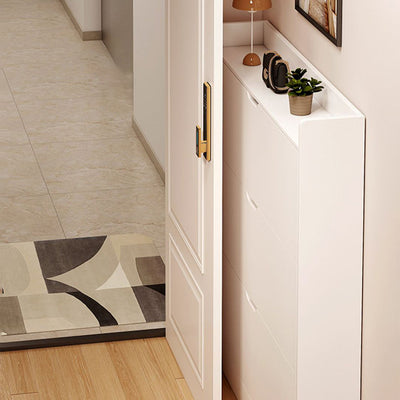 Modern Minimalist Ultra-Thin Rectangular Solid Wood Core Panel Shoe Storage 2/3-Cabinet For Entryways