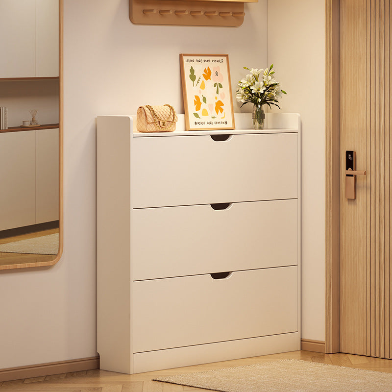 Modern Minimalist Ultra-Thin Rectangular Solid Wood Core Panel Shoe Storage 2/3-Cabinet For Entryways