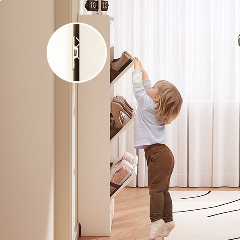 Modern Minimalist Ultra-Thin Rectangular Solid Wood Core Panel Shoe Storage 2/3-Cabinet For Entryways