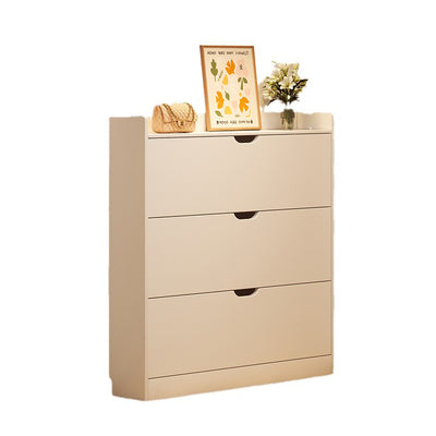 Modern Minimalist Ultra-Thin Rectangular Solid Wood Core Panel Shoe Storage 2/3-Cabinet For Entryways