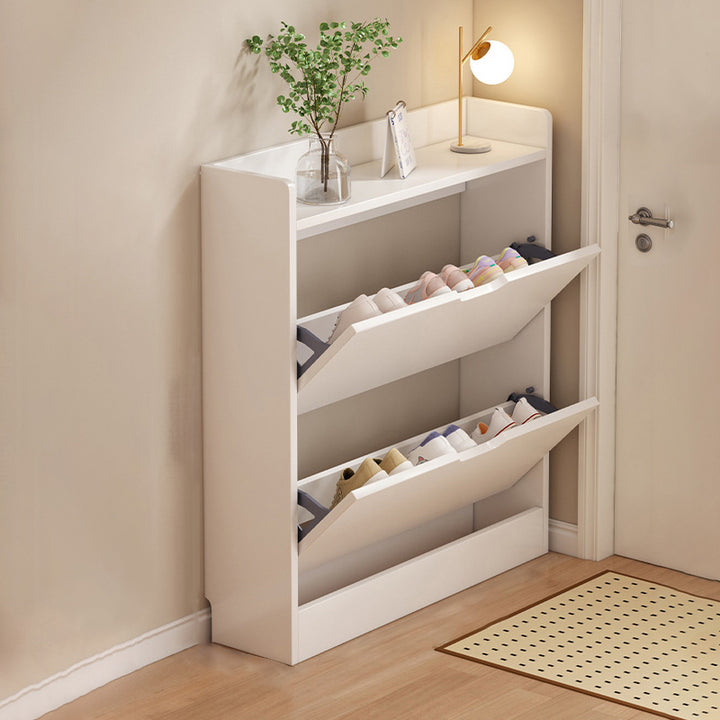 Moderner minimalistischer ultradünner rechteckiger Schuhschrank aus umweltfreundlichem Holzwerkstoff mit 2/3 Fächern für den Eingangsbereich 