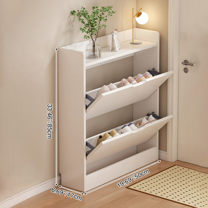 Moderner minimalistischer ultradünner rechteckiger Schuhschrank aus umweltfreundlichem Holzwerkstoff mit 2/3 Fächern für den Eingangsbereich 