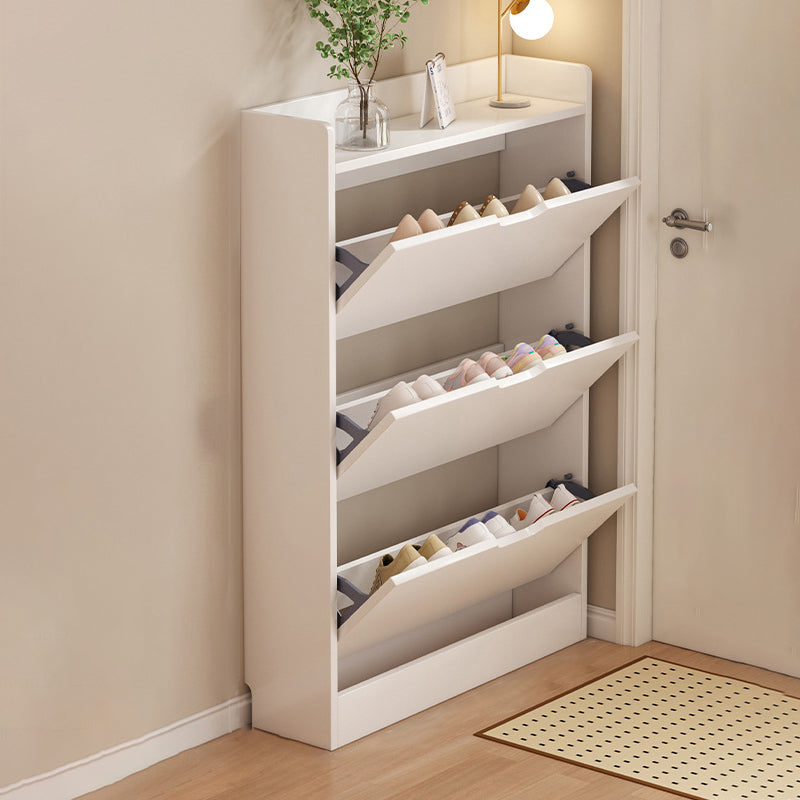 Modern Minimalist Ultra-Thin Rectangular Solid Wood Core Panel Shoe Storage 2/3-Cabinet For Entryways