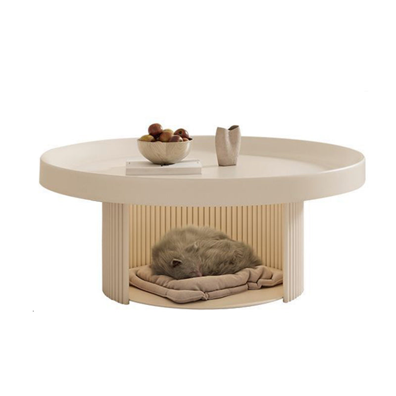 Modern Minimalist Round Carbon Steel Pet Coffee Table 2-Tier For Living Room