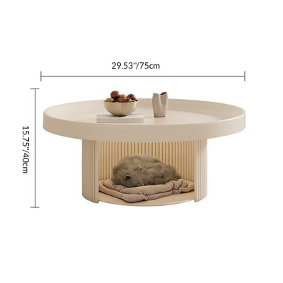 Modern Minimalist Round Carbon Steel Pet Coffee Table 2-Tier For Living Room