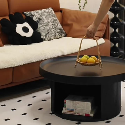 Modern Minimalist Round Carbon Steel Pet Coffee Table 2-Tier For Living Room