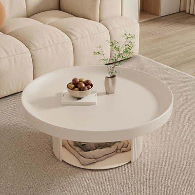 Modern Minimalist Round Carbon Steel Pet Coffee Table 2-Tier For Living Room