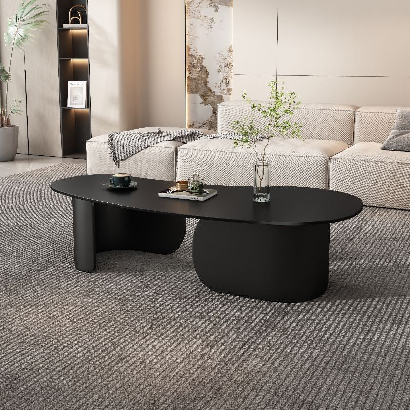 Modern Minimalist Cashew Nuts Carbon Steel Rock Plate Coffee Table 1-Tier For Living Room