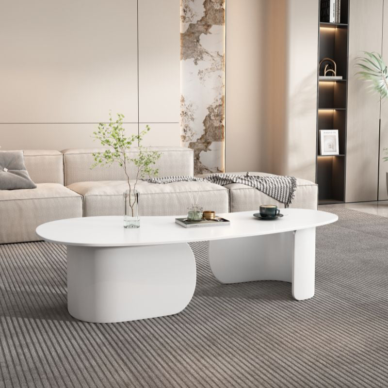 Table basse moderne minimaliste en acier au carbone avec plateau en pierre pour noix de cajou 1 niveau pour salon 
