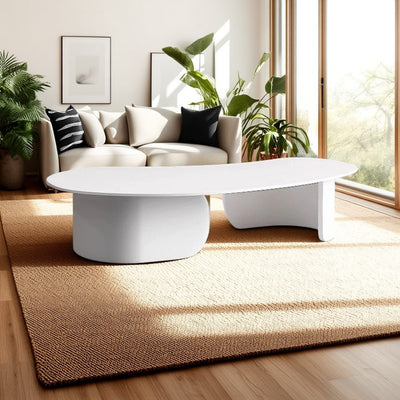 Modern Minimalist Cashew Nuts Carbon Steel Rock Plate Coffee Table 1-Tier For Living Room