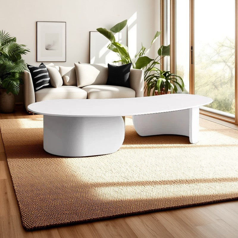 Modern Minimalist Cashew Nuts Carbon Steel Rock Plate Coffee Table 1-Tier For Living Room