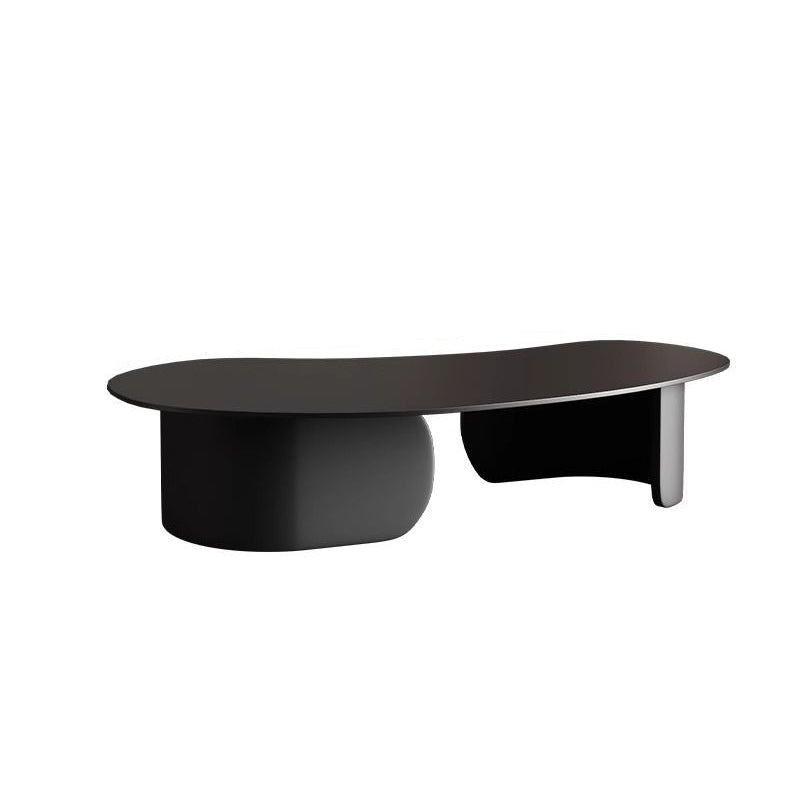 Modern Minimalist Cashew Nuts Carbon Steel Rock Plate Coffee Table 1-Tier For Living Room