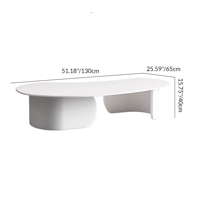Modern Minimalist Cashew Nuts Carbon Steel Rock Plate Coffee Table 1-Tier For Living Room