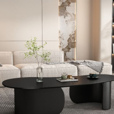 Modern Minimalist Cashew Nuts Carbon Steel Rock Plate Coffee Table 1-Tier For Living Room