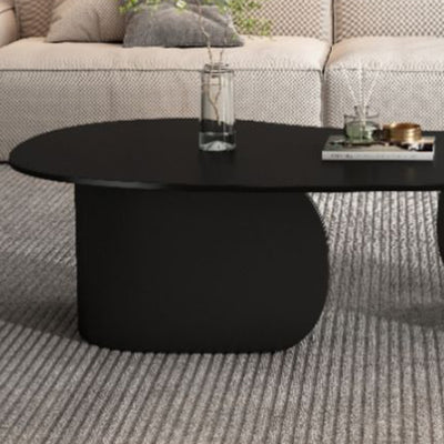 Modern Minimalist Cashew Nuts Carbon Steel Rock Plate Coffee Table 1-Tier For Living Room