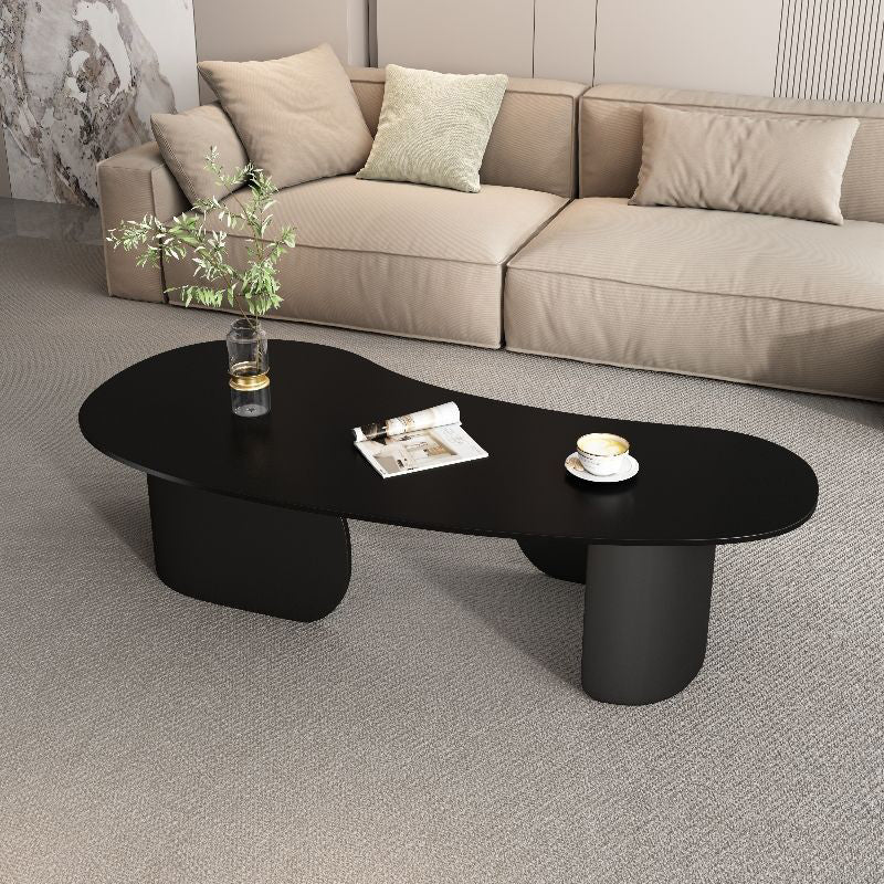 Modern Minimalist Cashew Nuts Carbon Steel Rock Plate Coffee Table 1-Tier For Living Room