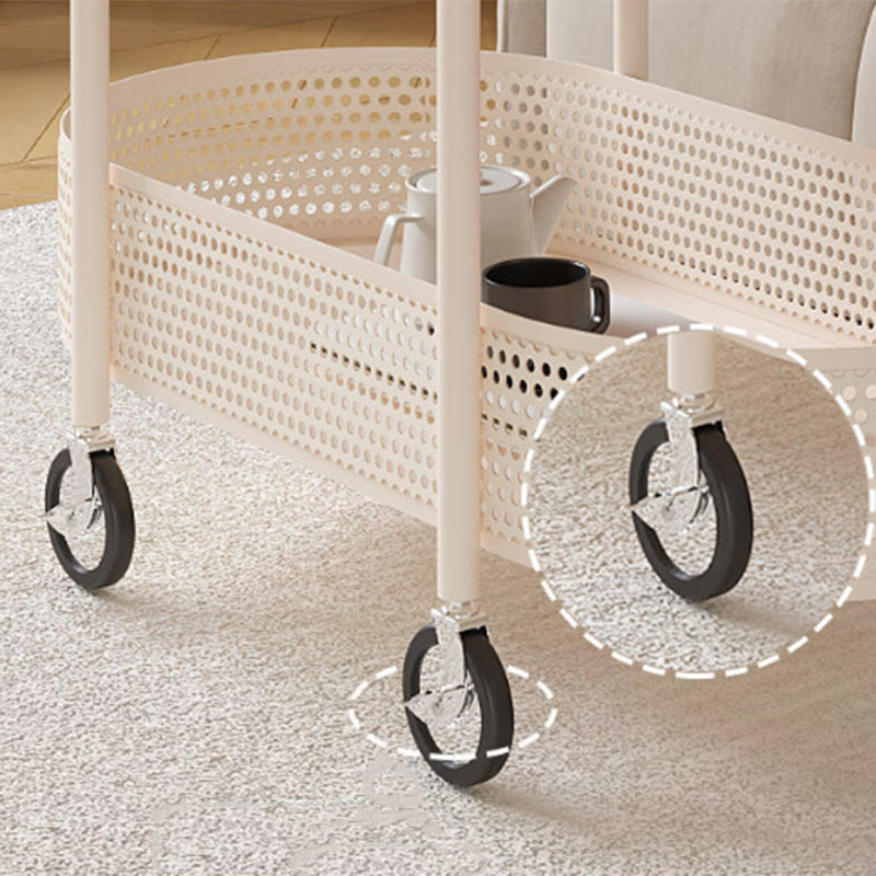 Modern Minimalist Movable Oval Glass Iron Coffee Table 2-Tier For Living Room
