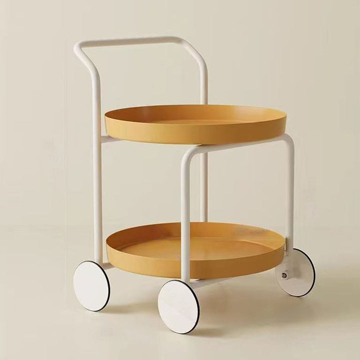 Contemporary Nordic Round Plastic Carbon Steel Movable Coffee Table 2-Tier For Living Room