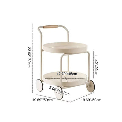 Contemporary Nordic Round Plastic Carbon Steel Movable Coffee Table 2-Tier For Living Room