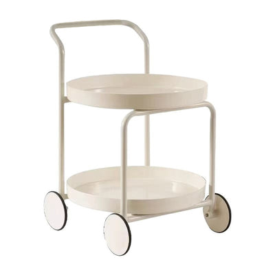 Contemporary Nordic Round Plastic Carbon Steel Movable Coffee Table 2-Tier For Living Room