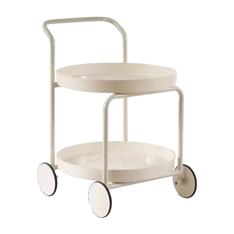 Contemporary Nordic Round Plastic Carbon Steel Movable Coffee Table 2-Tier For Living Room