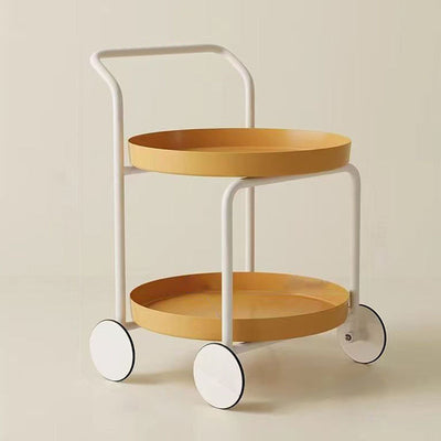 Contemporary Nordic Round Plastic Carbon Steel Movable Coffee Table 2-Tier For Living Room